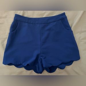 Blue Scallop Trim Dress Shorts